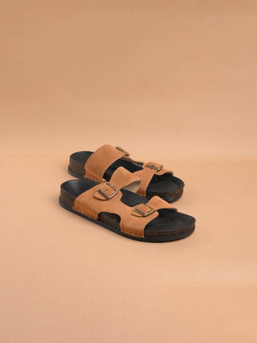 The Brown Hide - Lorenzo Suede Buckle Sandal Beige