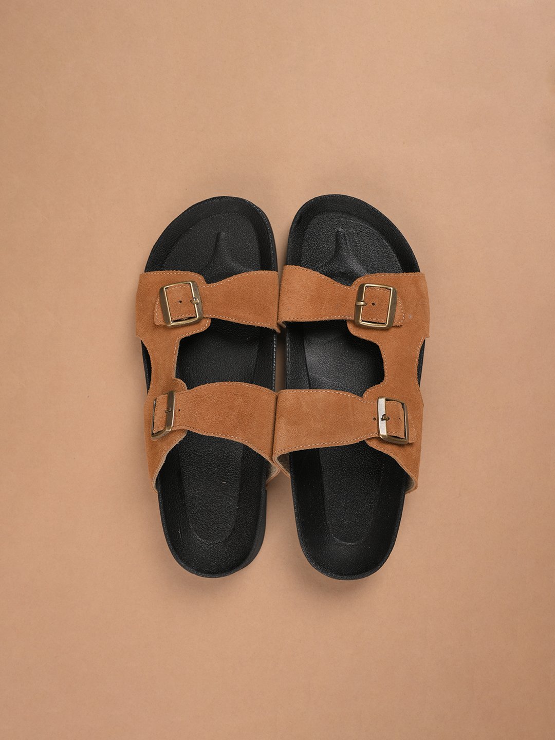 The Brown Hide - Lorenzo Suede Buckle Sandal Beige
