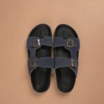 The Brown Hide - Lorenzo Suede Buckle Sandal Blue