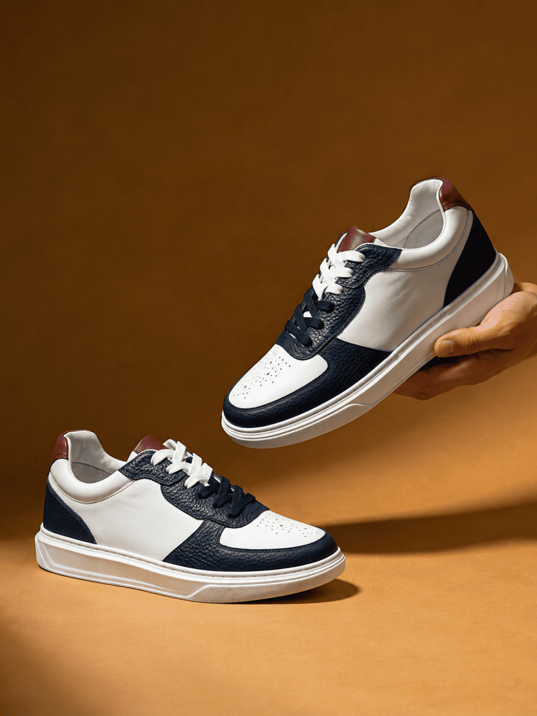 Men's Leather Sneaker - Navy Blue/White
