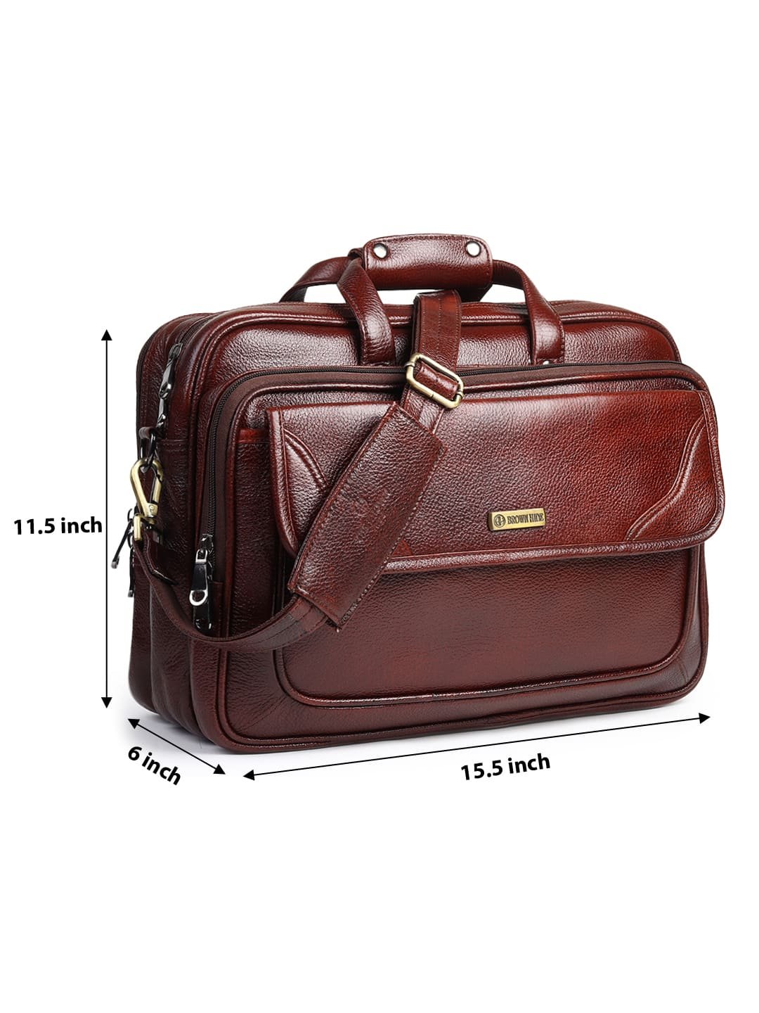 Montello 15 Inch Premium Leather Laptop Bag - Brown