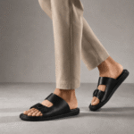 Sport Buckle Leather Slide - Black