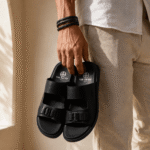 Sport Buckle Leather Slide - Black (2)