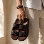 Sport Buckle Leather Slide - Brown (2)