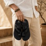 Toe-Ring Buckle Leather Sandal - Black (2)