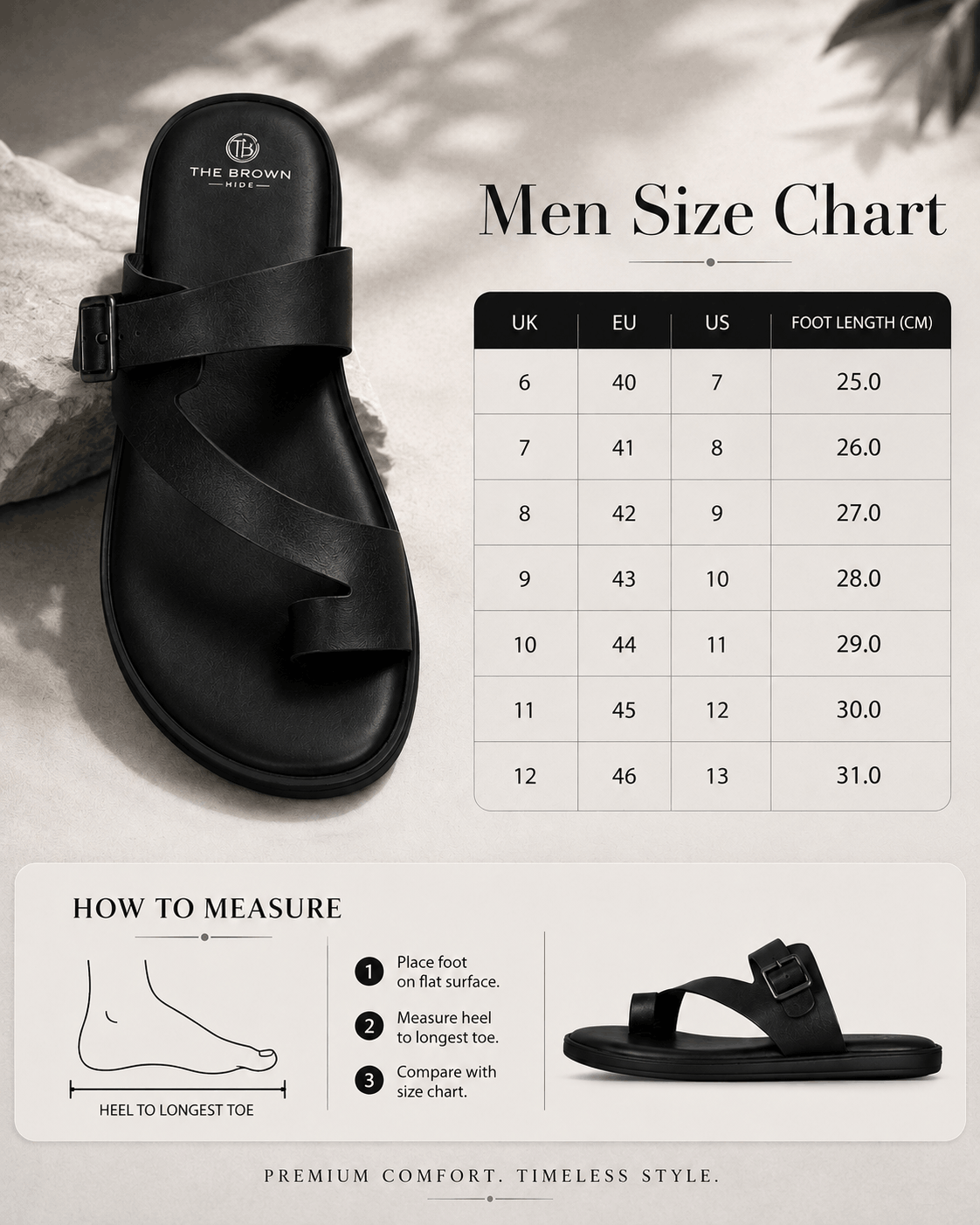 Toe-Ring Buckle Leather Sandal - Black (5)