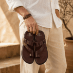 Toe-Ring Buckle Leather Sandal - Brown (2)