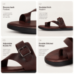 Toe-Ring Buckle Leather Sandal - Brown (4)